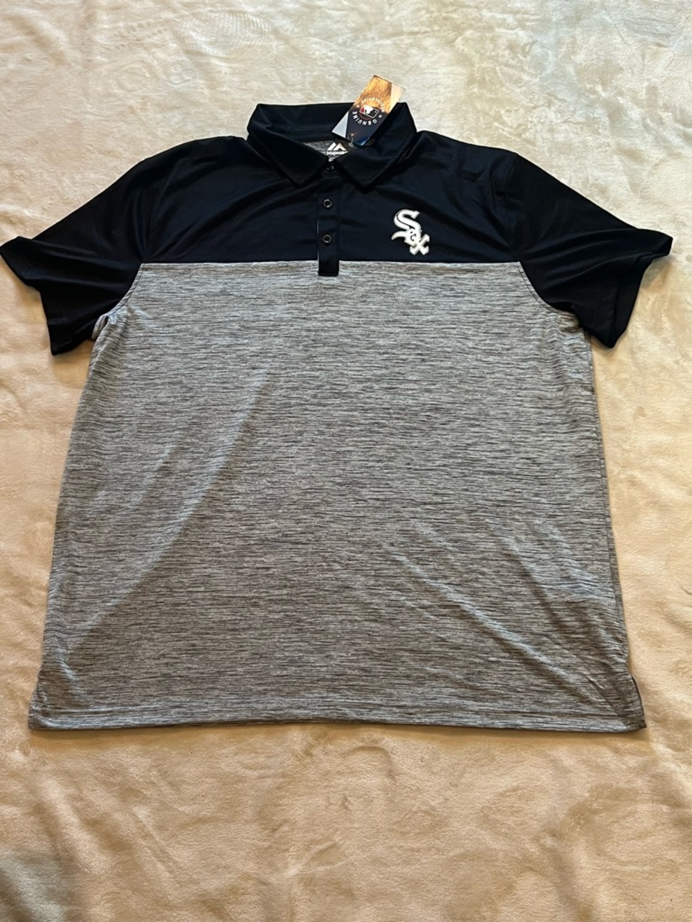 Men's Chicago White Sox Black and Gray Polo Shirt
